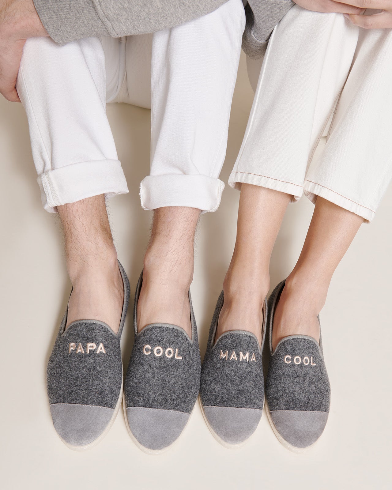 Le duo de chaussons Mama Cool x Papa Cool gris – émoi émoi