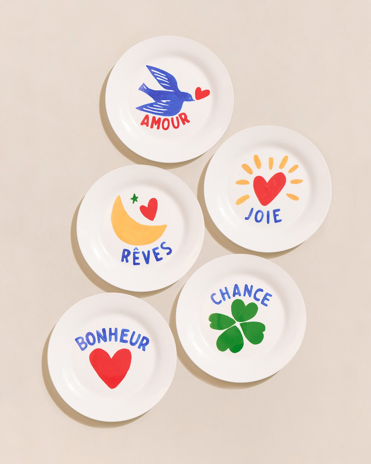 Le lot de 5 assiettes Meilleurs Voeux en porcelaine - 19 cm