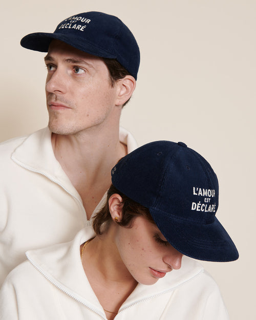 La casquette L'amour est déclaré en velours côtelé - navy - émoi émoi   - 4 
