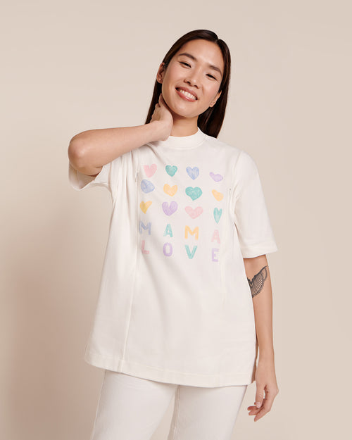 Le t-shirt d'allaitement Mama Love en coton bio - blanc - émoi émoi   - 1 