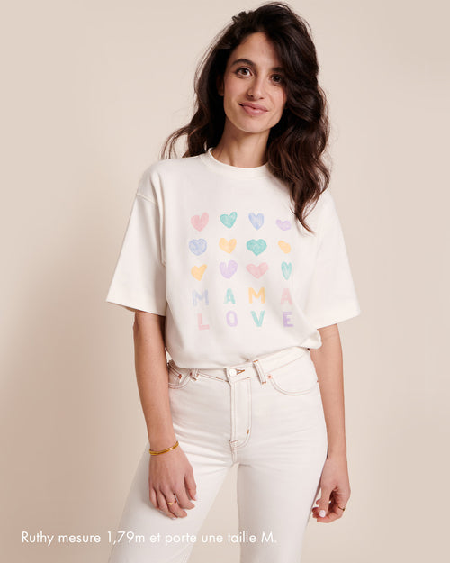 Le t-shirt Mama Love en coton bio - blanc - émoi émoi   - 2 