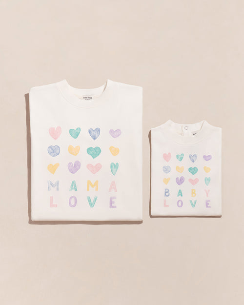 Le duo de t-shirts Mama love x Baby love en coton bio - blanc - émoi émoi   - 1 