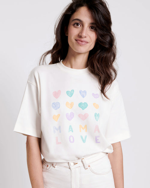 Le duo de t-shirts Mama love x Baby love en coton bio - blanc - émoi émoi   - 4 