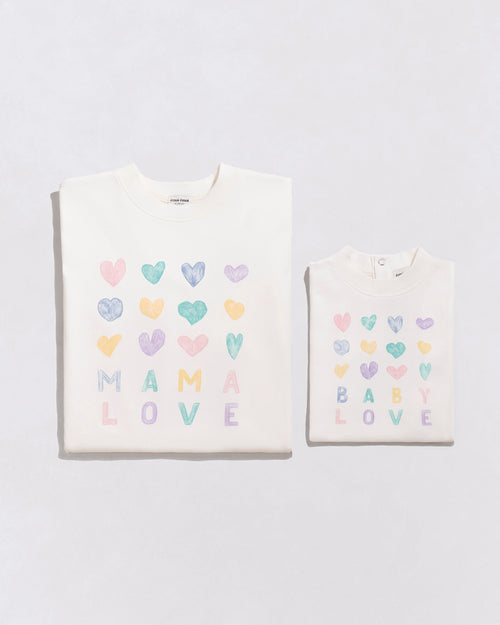 Le duo de t-shirts Mama love x Baby love en coton bio - blanc - émoi émoi   - 1 