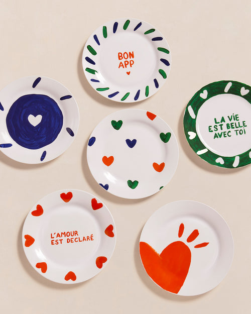 Le lot de 6 assiettes en porcelaine - émoi émoi   - 1 