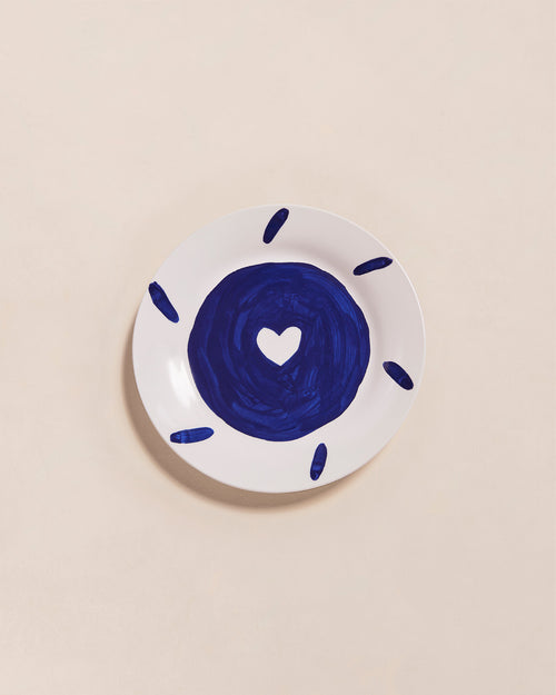 L'assiette Cœur bleu en porcelaine - émoi émoi   - 1 