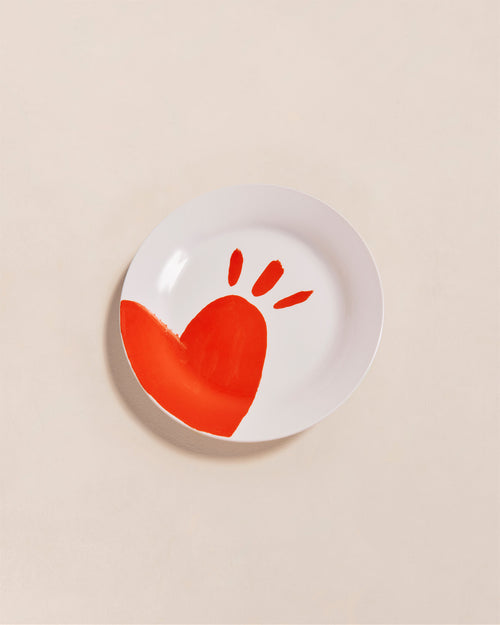 L'assiette Coeur rouge signature en porcelaine - émoi émoi   - 1 