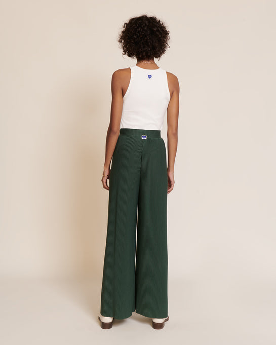 Pantalon ample plissé vert - Made in France