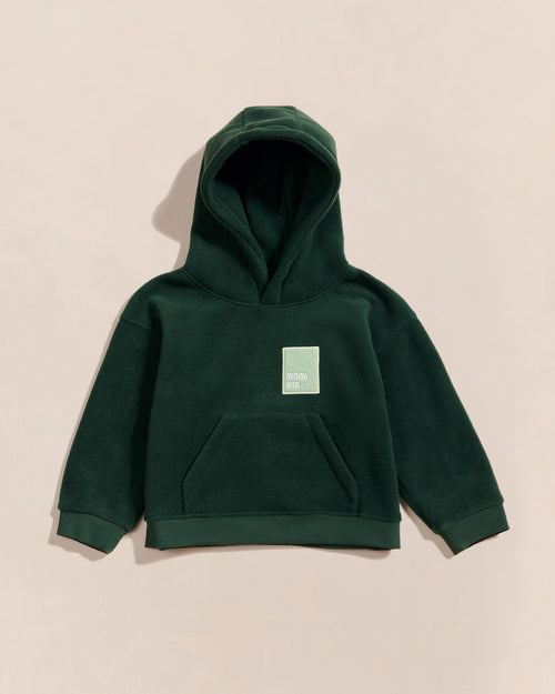 Le hoodie Wood kid en polaire recyclée - vert nuit - émoi émoi   - 1 