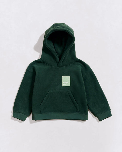 Le hoodie Wood kid en polaire recyclée - vert nuit - émoi émoi   - 1 