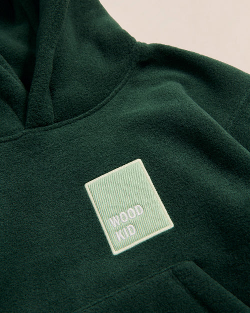 Le hoodie Wood kid en polaire recyclée - vert nuit - émoi émoi   - 2 