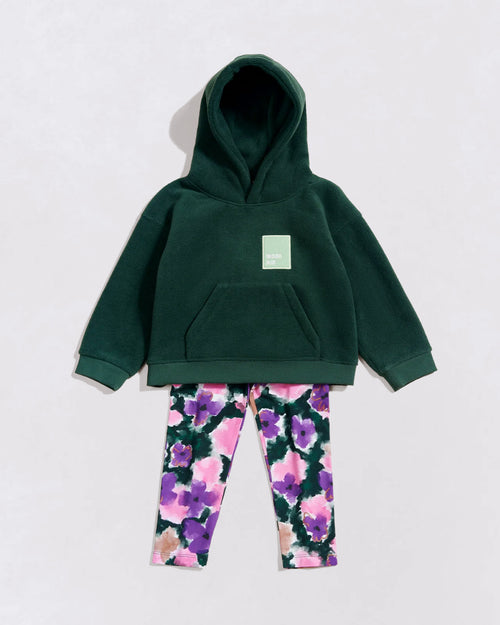Le hoodie Wood kid en polaire recyclée - vert nuit - émoi émoi   - 4 