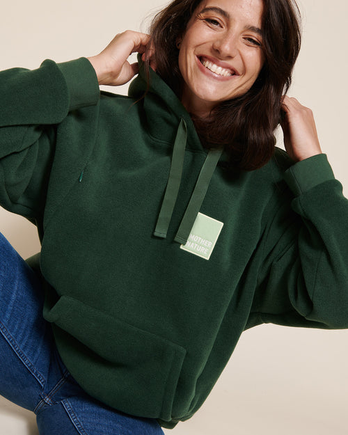 Le hoodie d'allaitement Mother nature en polaire recyclée - vert nuit - émoi émoi   - 2 