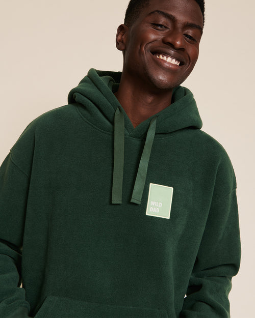 Le hoodie Wild dad en polaire recyclée - vert nuit - émoi émoi   - 1 