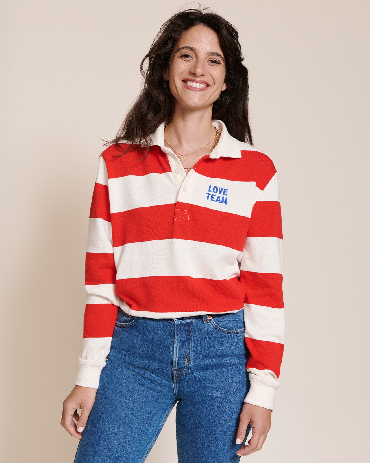 Le polo Love Team unisexe en coton bio - rouge