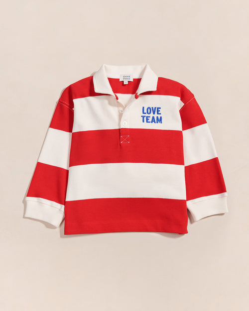 Le polo Love Team enfant en coton bio - rouge - émoi émoi   - 2 