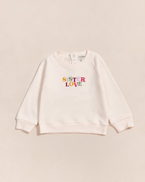 Le sweat brodé Sister love en coton bio - crème - émoi émoi   - 1 