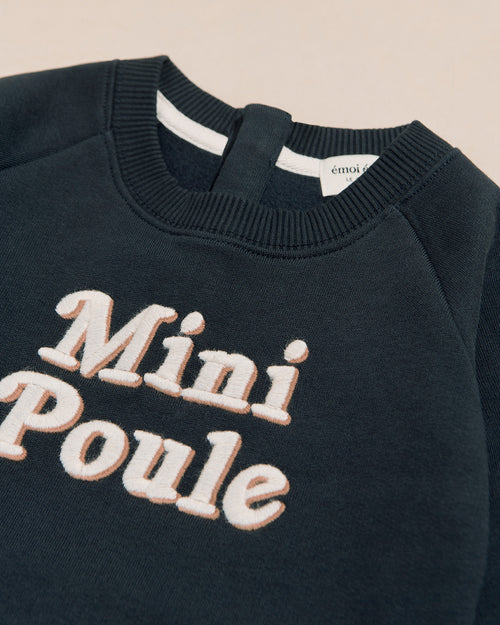 Le sweat Mini poule en coton bio - charbon - émoi émoi   - 2 