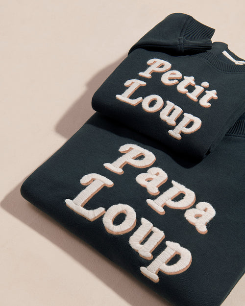 Le duo de sweats Papa loup / Petit loup en coton bio - charbon - émoi émoi   - 1 