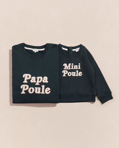 Le duo de sweats Papa poule / Mini poule en coton bio - charbon - émoi émoi   - 1 