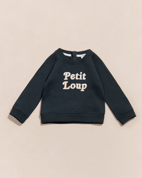 Le sweat Petit loup en coton bio - charbon - émoi émoi   - 1 