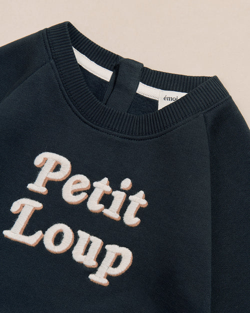 Le sweat Petit loup en coton bio - charbon - émoi émoi   - 2 