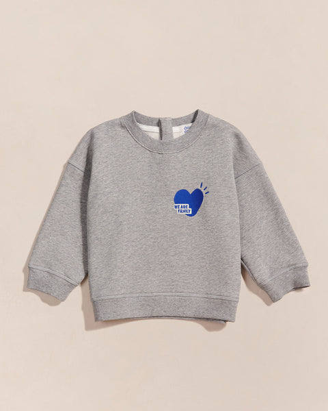 Le sweat We are family enfant en coton bio - gris chiné – émoi émoi