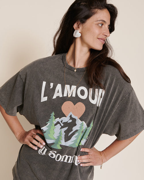 Le t-shirt L'amour au sommet unisexe - gris - émoi émoi   - 2 