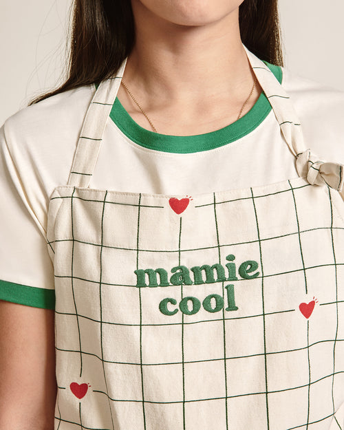 Le tablier Mamie cool à carreaux en coton bio - crème - émoi émoi   - 2 