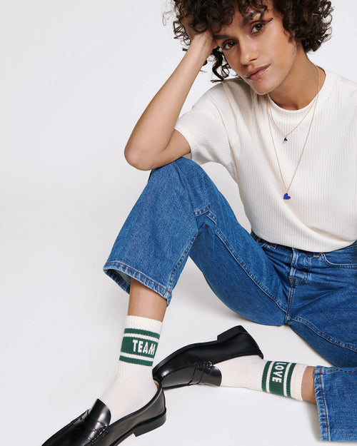 Les chaussettes Love team - crème - émoi émoi   - 2 