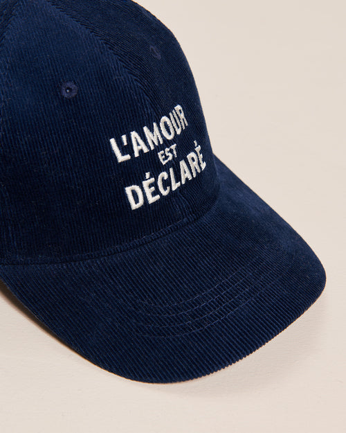 La casquette L'amour est déclaré en velours côtelé - navy - émoi émoi   - 2 
