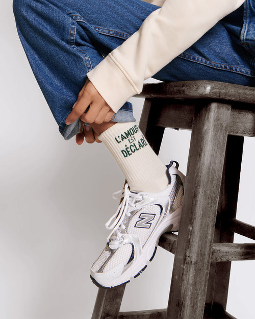 Les chaussettes L'amour est déclaré - crème - émoi émoi   - 2 