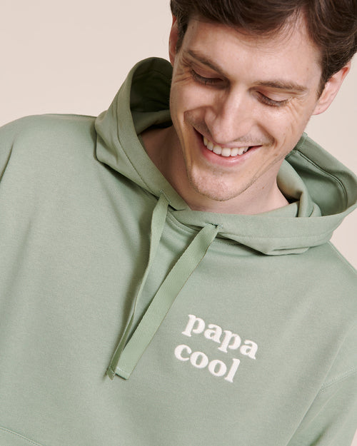 Le hoodie brodé Papa cool en coton bio - olive - émoi émoi   - 2 