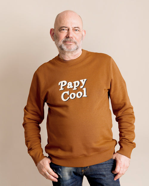 Le sweat Papy cool en coton bio - caramel - émoi émoi   - 1 