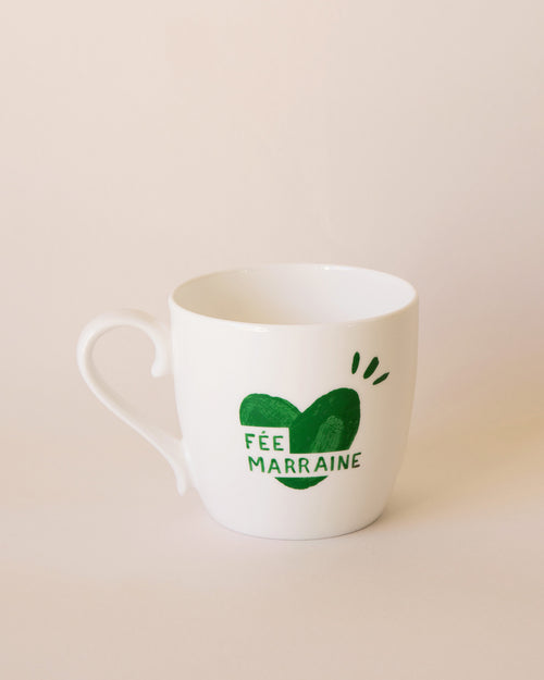 Le mug coeur Fée marraine - vert sapin - émoi émoi   - 1 