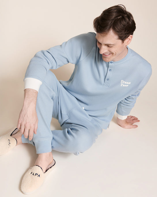 Le pyjama Dream team homme en coton bio nid d'abeille - bleu