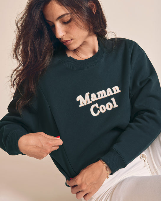 Le sweat d'allaitement Maman Cool femme en coton bio - charbon – émoi émoi