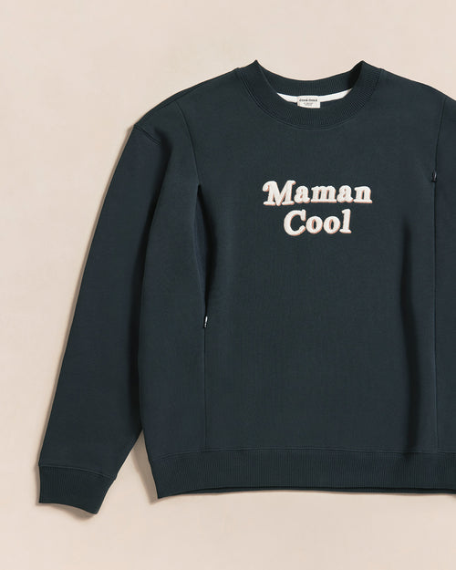 Le sweat d'allaitement Maman Cool femme en coton bio - charbon - émoi émoi   - 2 