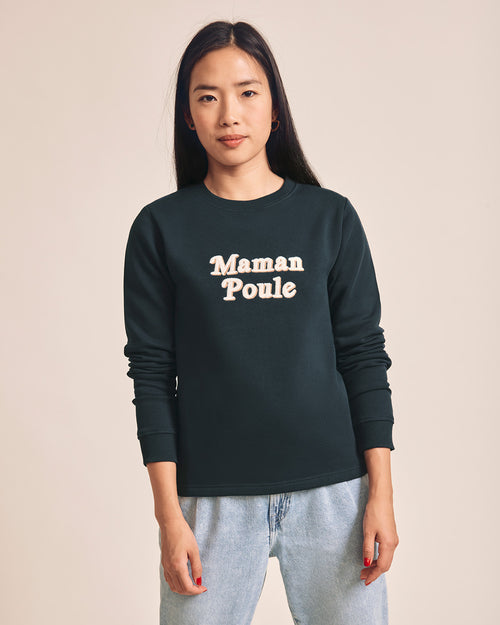 Le sweat Maman poule en coton bio - charbon - émoi émoi   - 2 