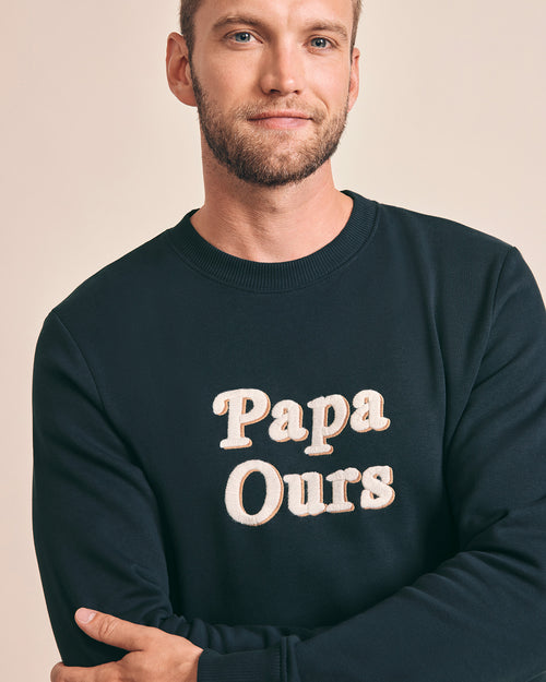 Le sweat Papa ours en coton bio - charbon - émoi émoi   - 2 