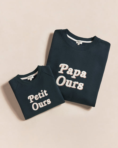 Le duo de sweats Papa ours / Petit ours en coton bio - charbon - émoi émoi   - 1 