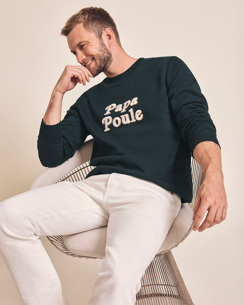 Le sweat Papa poule en coton bio - charbon - émoi émoi   - 2 