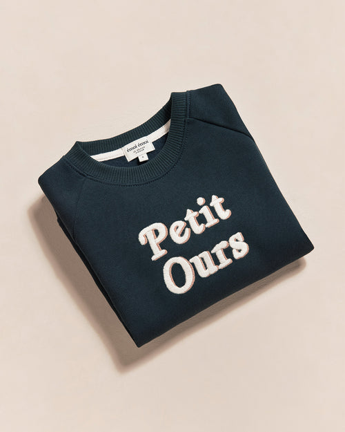 Le sweat Petit ours en coton bio - charbon - émoi émoi   - 1 