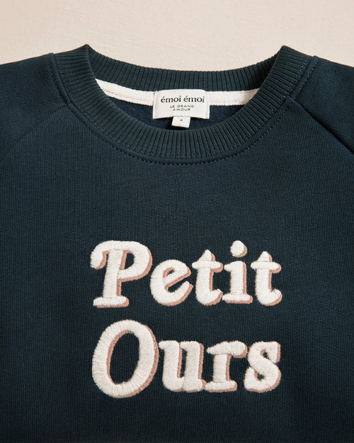 Le sweat Petit ours en coton bio - charbon - émoi émoi   - 2 