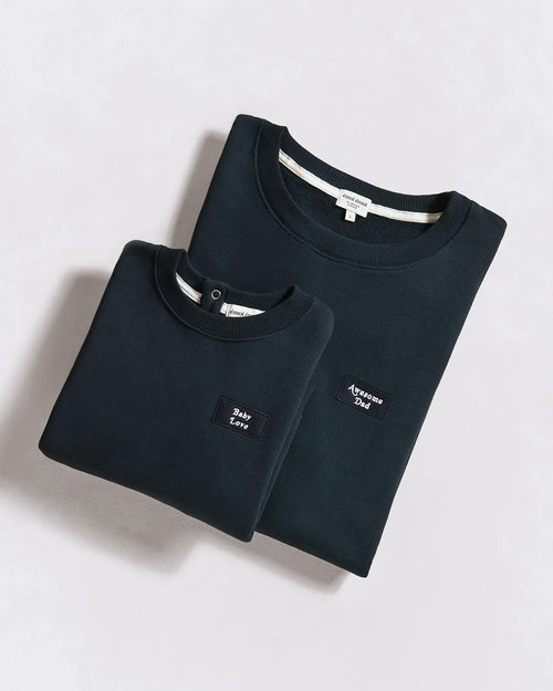 Le duo de sweats mini patch Awesome Dad / Baby Love - Charbon - émoi émoi   - 1 