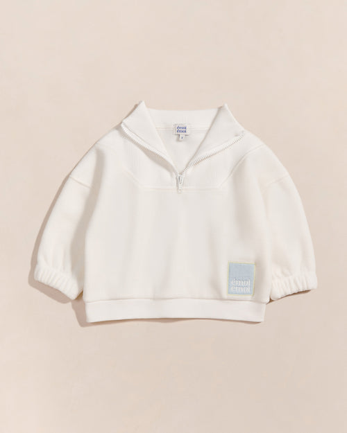 Le sweat Sun en polaire recyclée et col zippé - blanc - émoi émoi   - 2 