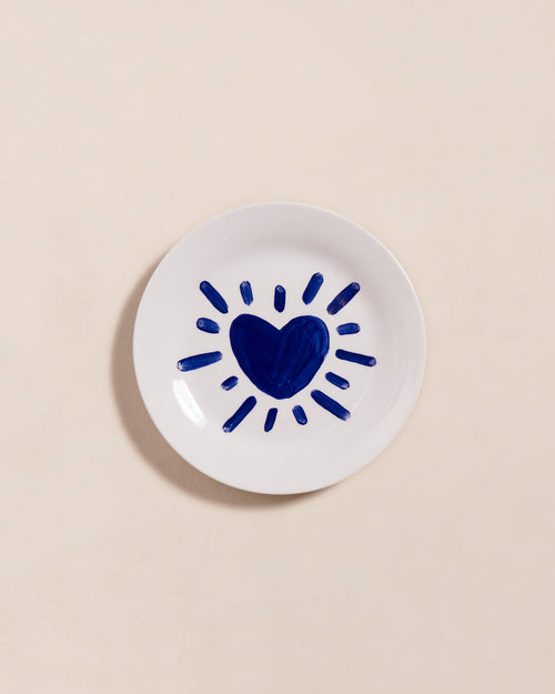 L'assiette Cœur solaire en porcelaine - bleu - émoi émoi   - 1 