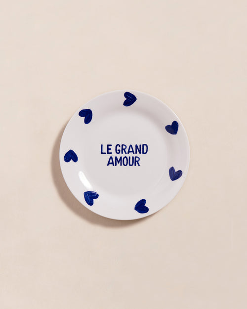 L'assiette Le grand amour en porcelaine - bleu - émoi émoi   - 1 