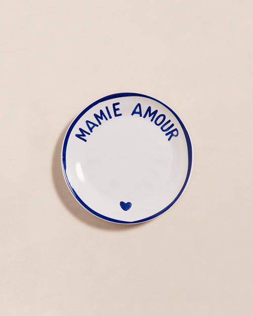 L'assiette Mamie amour en porcelaine - bleu - émoi émoi   - 1 