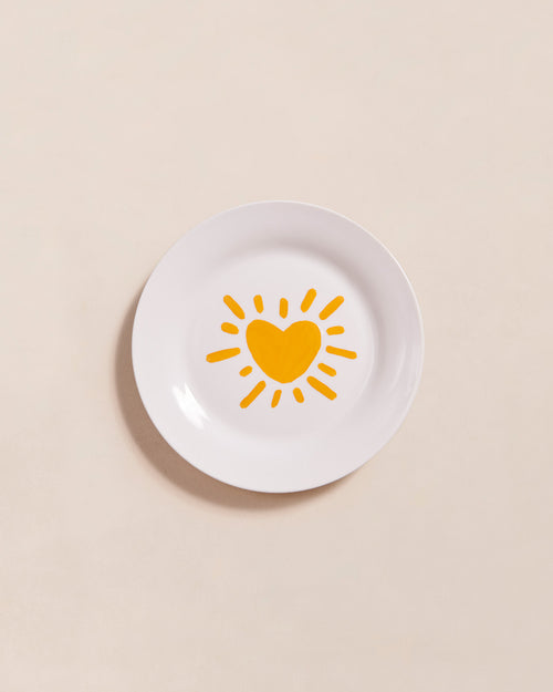 L'assiette Cœur solaire en porcelaine - jaune - émoi émoi   - 1 